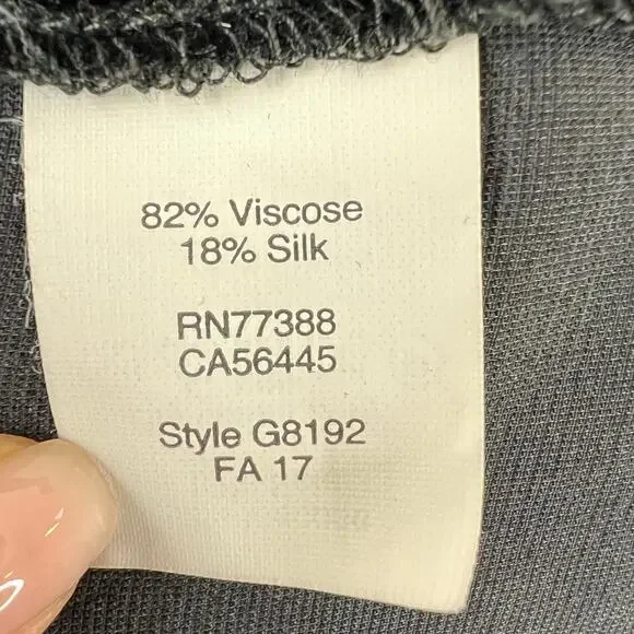 MADEWELL Black Velvet Tulip-Hem Top Silk Blend Relaxed Fit Draped Short Sleeve S - Picture 5 of 6